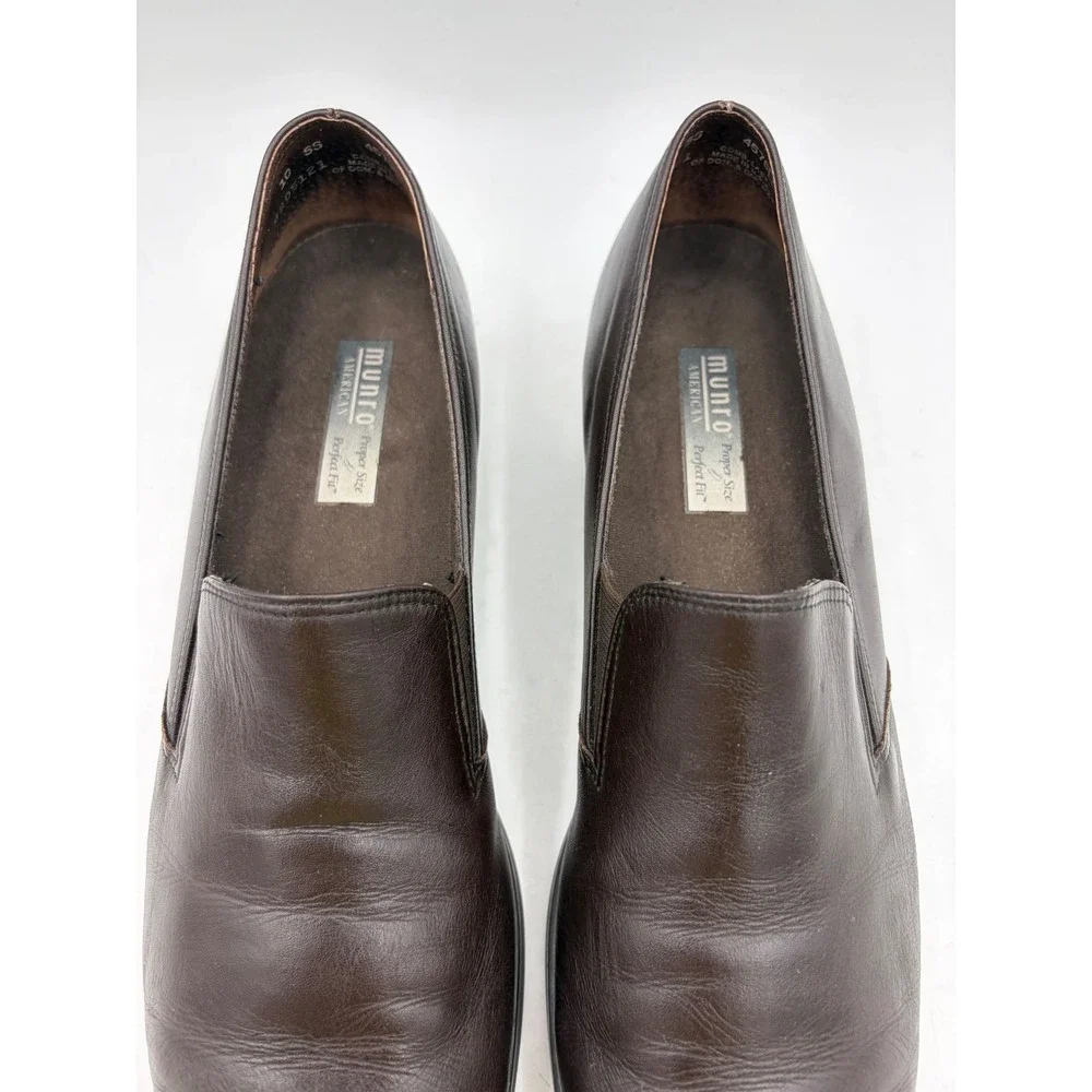 Munro Women 10 Narrow SS Dark Brown Leather Loafers Dress Shoe Low Heel USA EUC